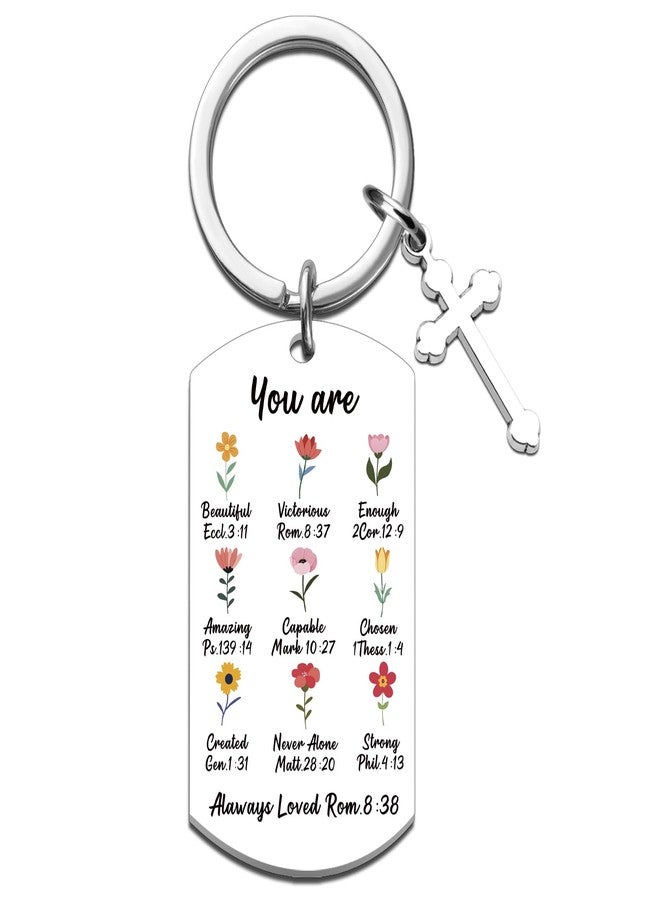 MOEXUKO Christian Keychain Christmas Stocking Stuffers for Teen Girls Religious Gifts for Women Spiritual Gifts for Women Inspirational Baptism Gift for Friends Daughter Sister Birthday Stocking Stuffers - Image 1